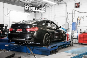 Rear shot of BMW on Mustang AWD 4WD Dyno Dynamometer
